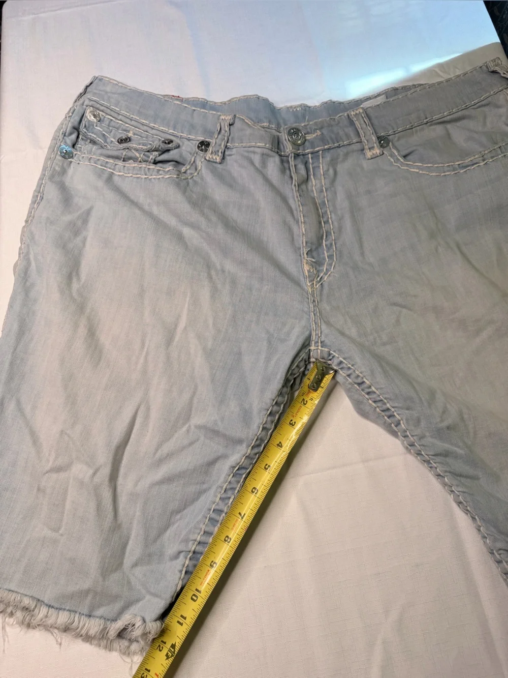 True Religion Light Blue Denim Men's Shorts